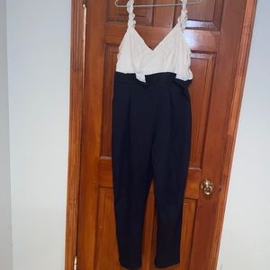 Navy blue white jumpsuit